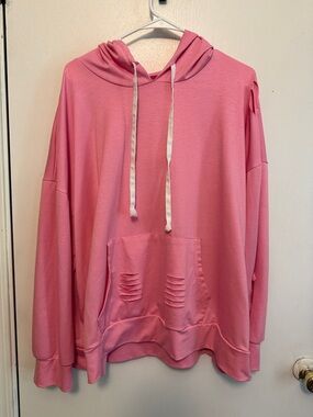 Unbranded Pink Distressed Pullover Hoodie